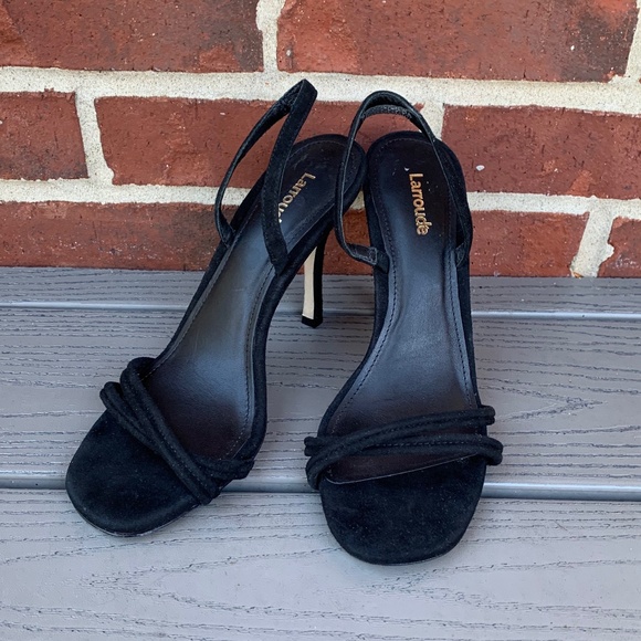 Larroude Annie Sandal in Black Suede - Picture 1 of 15